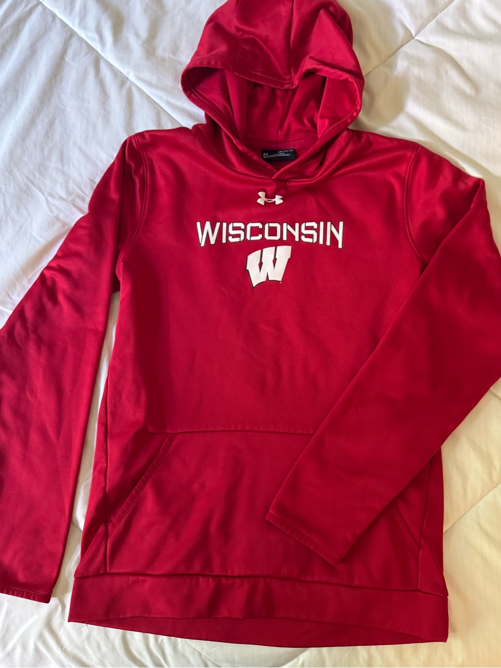 Wisconsin Badgers Under Armour Hoodie with Fleece Lining- YXL